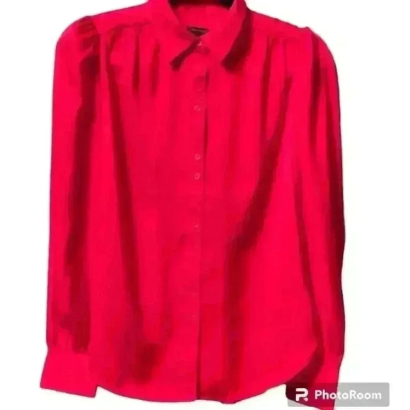 Ann Taylor Red Silky button up Sixe XSP Gorgeous Exc Con - Picture 13 of 15